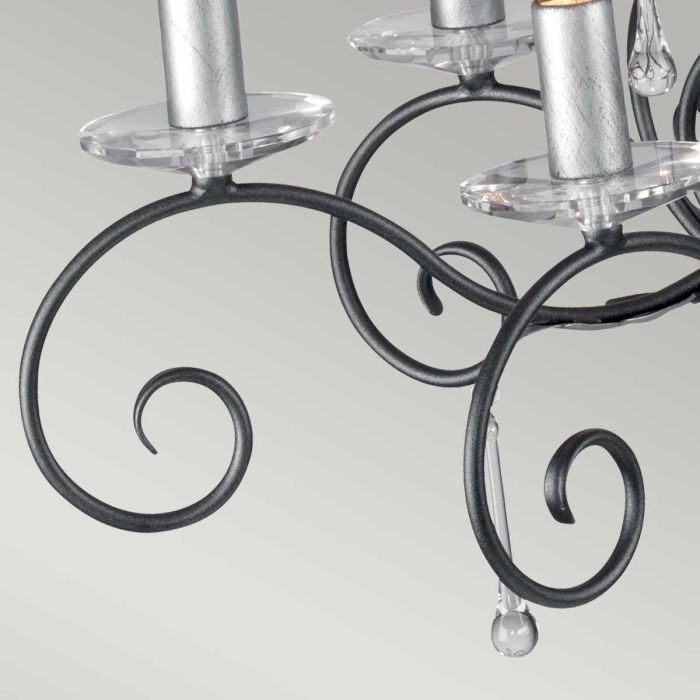Amarilli 10 Light Chandelier - Black with Silver Patina