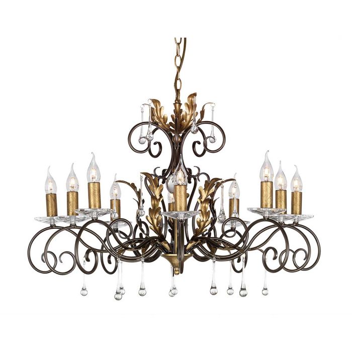 Amarilli 10 Light Chandelier - Bronze with Gold Patina