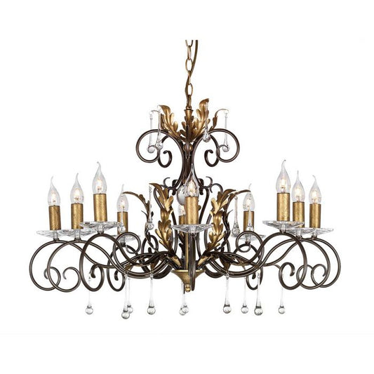 Amarilli 10 Light Chandelier - Bronze with Gold Patina