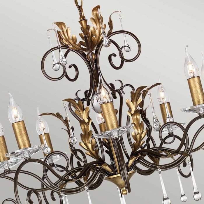 Amarilli 10 Light Chandelier - Bronze with Gold Patina