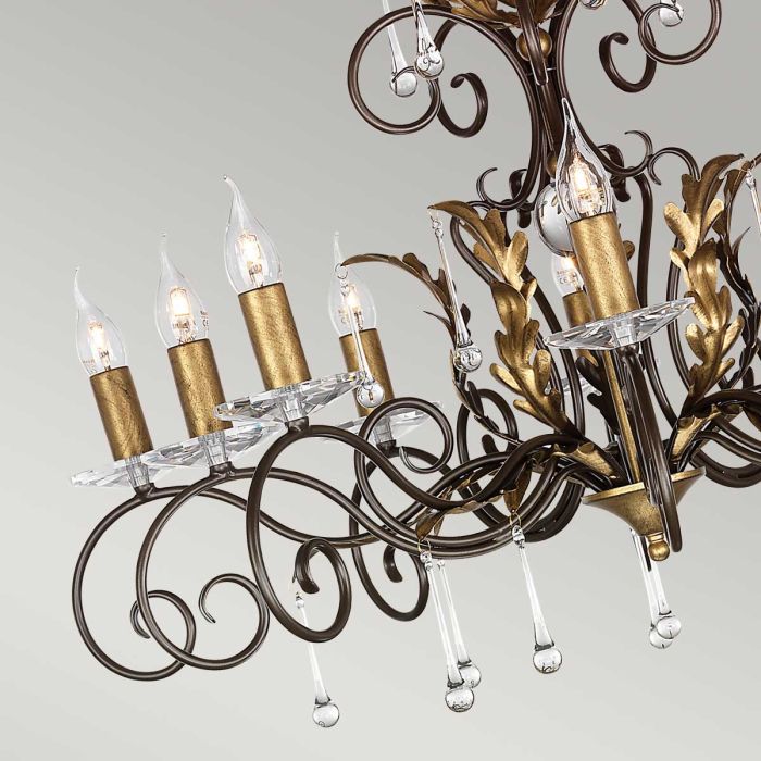 Amarilli 10 Light Chandelier - Bronze with Gold Patina
