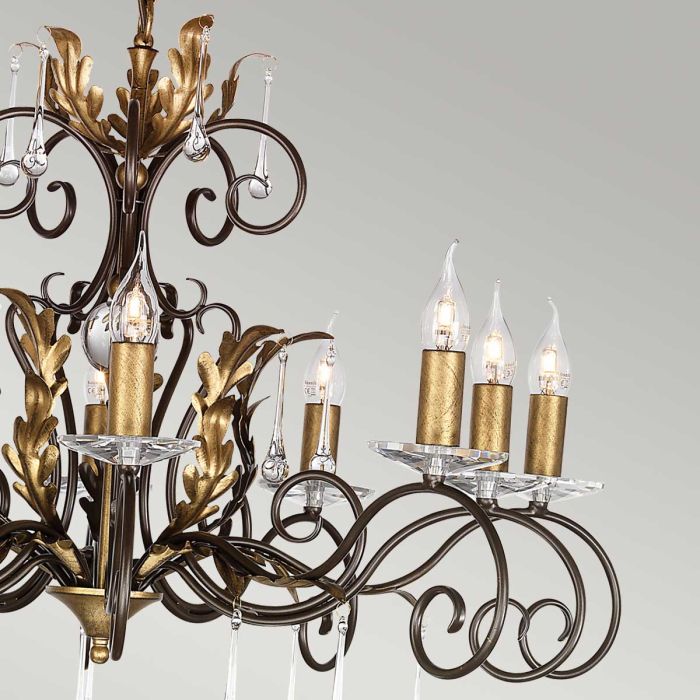 Amarilli 10 Light Chandelier - Bronze with Gold Patina