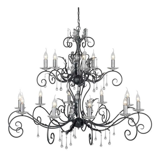 Amarilli 15 Light Chandelier - Black with Silver Patina