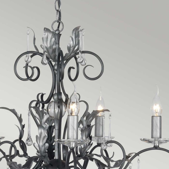 Amarilli 15 Light Chandelier - Black with Silver Patina