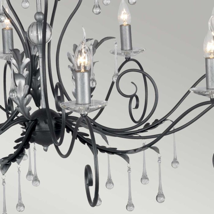 Amarilli 15 Light Chandelier - Black with Silver Patina
