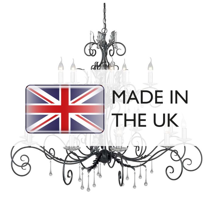 Amarilli 15 Light Chandelier - Black with Silver Patina