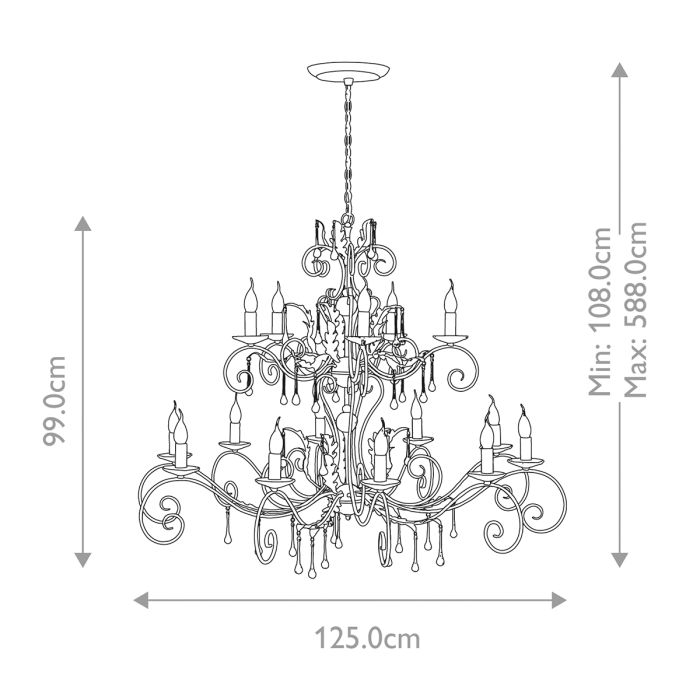 Amarilli 15 Light Chandelier - Bronze with Gold Patina