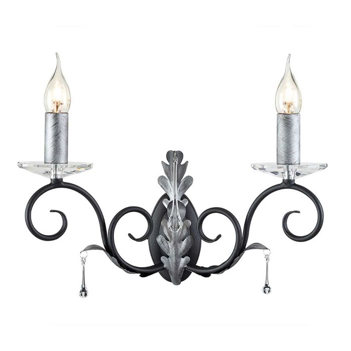 Amarilli 2 Light Wall Light - Black with Silver Patina