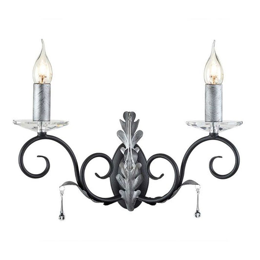 Amarilli 2 Light Wall Light - Black with Silver Patina