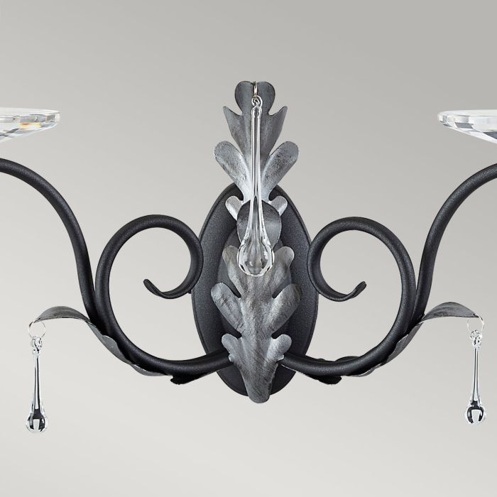 Amarilli 2 Light Wall Light - Black with Silver Patina