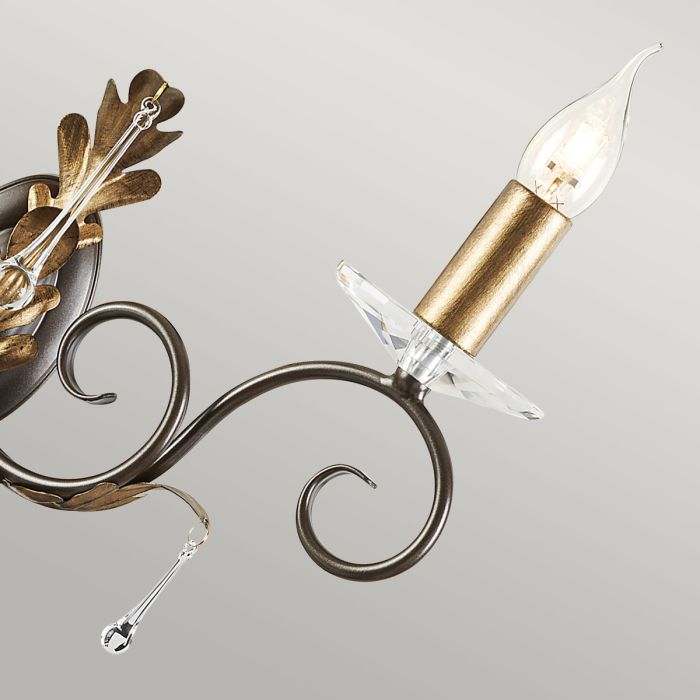 Amarilli 2 Light Wall Light - Bronze with Gold Patina