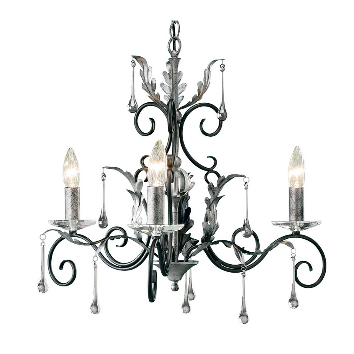 Amarilli 3 Light Chandelier – Black/Silver