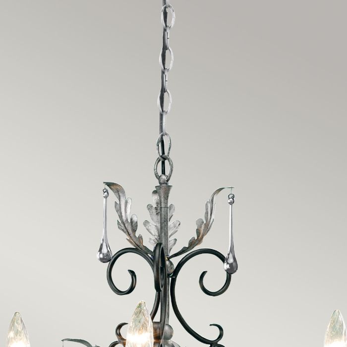 Amarilli 3 Light Chandelier - Black with Silver Patina