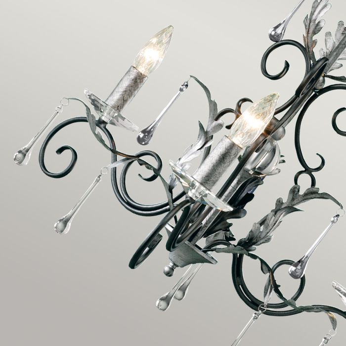 Amarilli 3 Light Chandelier - Black with Silver Patina