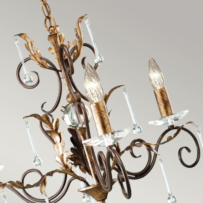 Amarilli 3 Light Chandelier - Bronze with Gold Patina