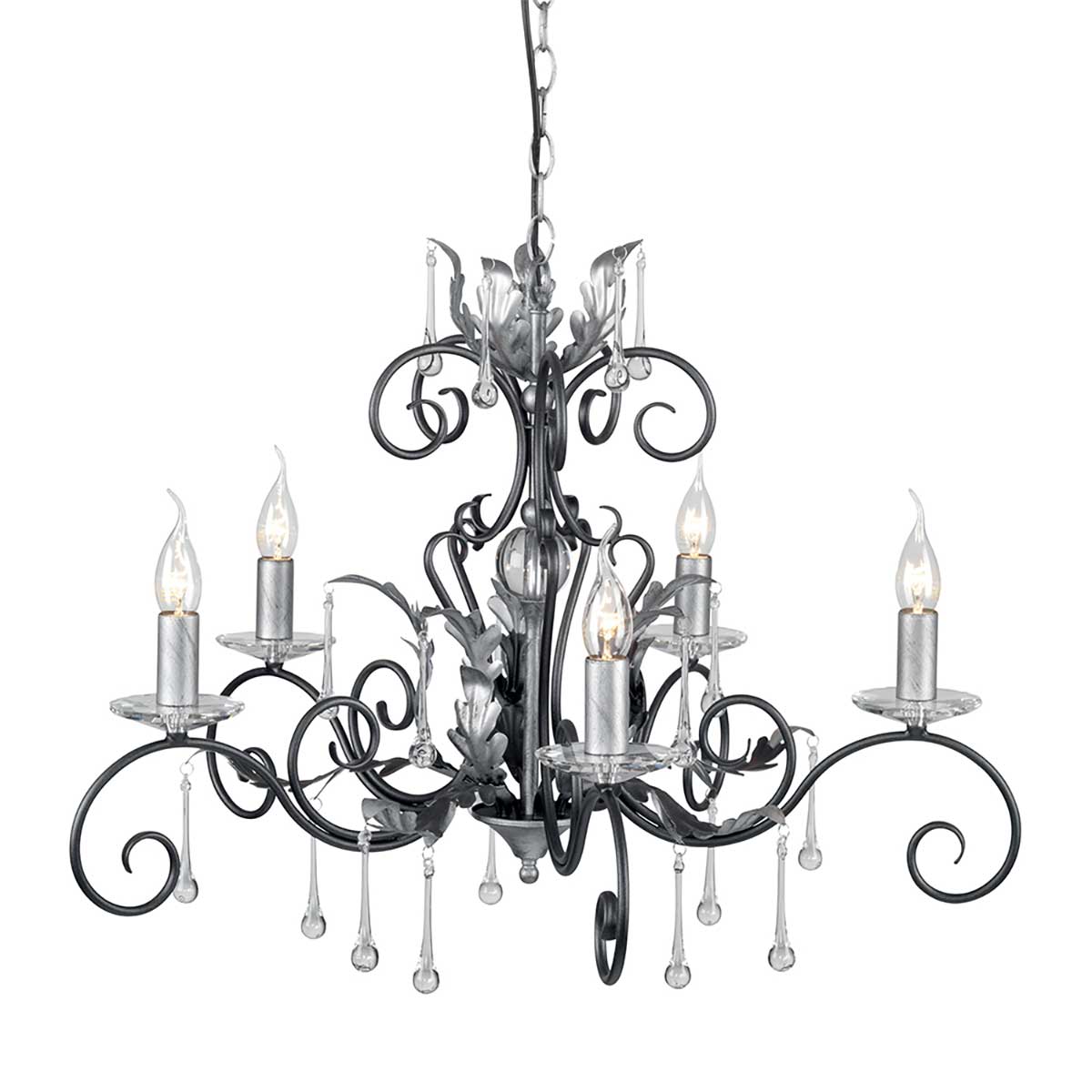 Amarilli 5 Light Chandelier – Black/Silver