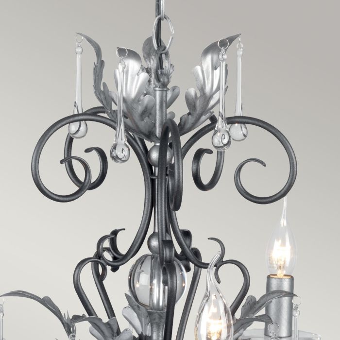 Amarilli 5 Light Chandelier - Black with Silver Patina