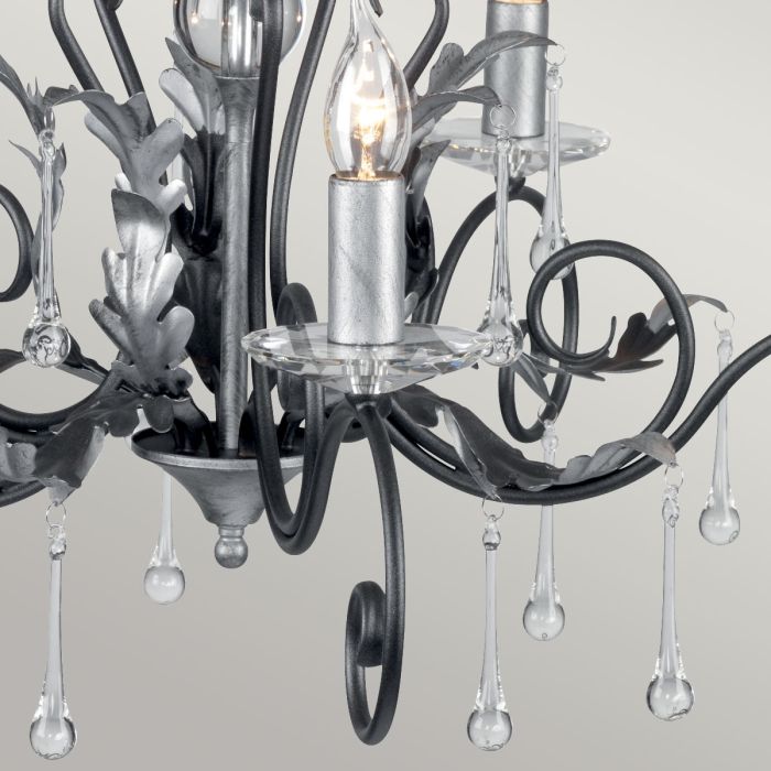 Amarilli 5 Light Chandelier - Black with Silver Patina