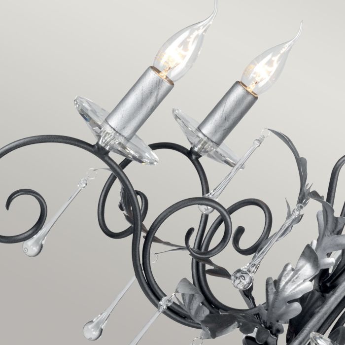 Amarilli 5 Light Chandelier - Black with Silver Patina