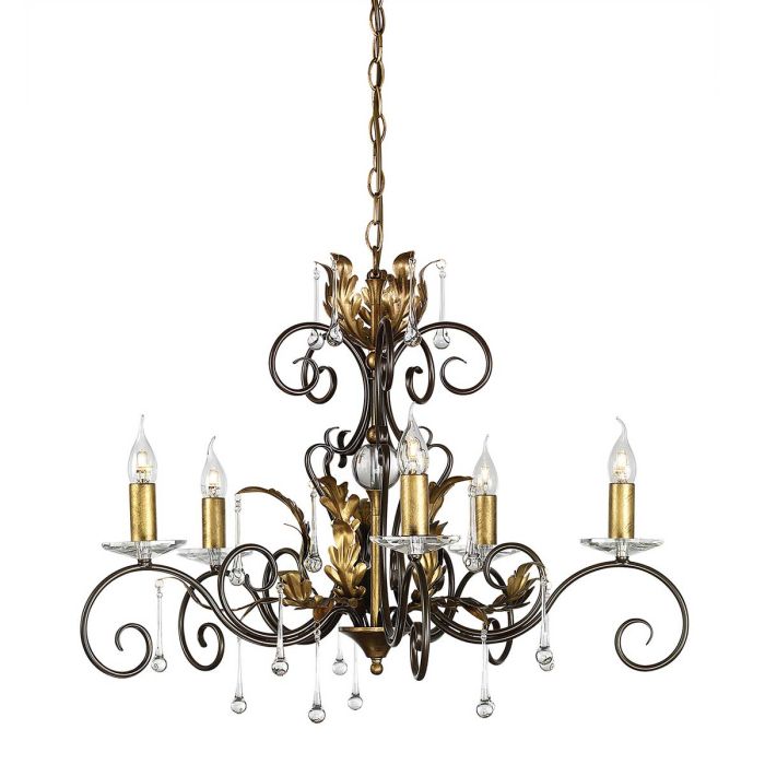 Amarilli 5 Light Chandelier - Bronze with Gold Patina