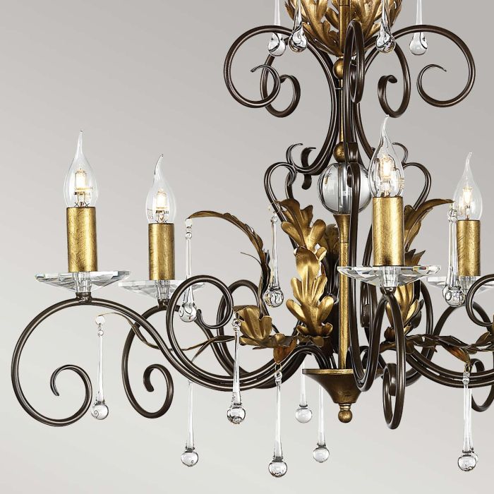 Amarilli 5 Light Chandelier - Bronze with Gold Patina
