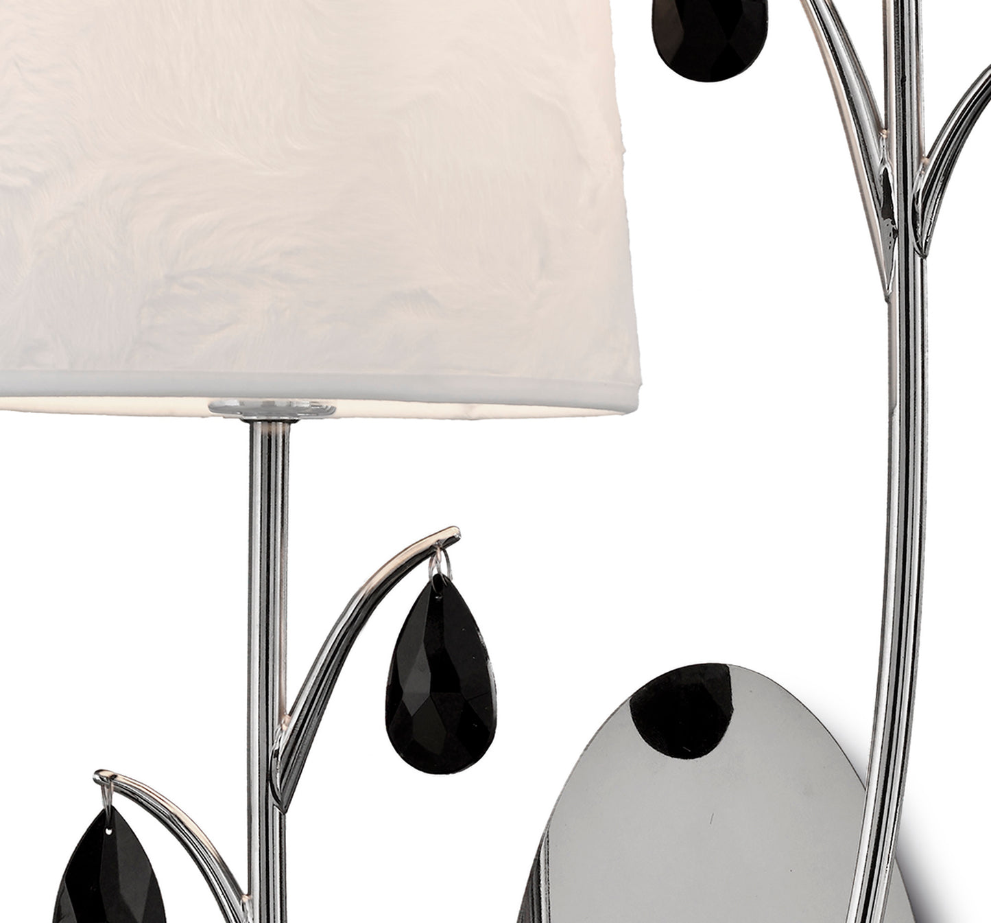 Andrea Wall Light, 2 x E14 (Max 20W), Polished Chrome, White Shades, Black Crystal Droplets by Mantra