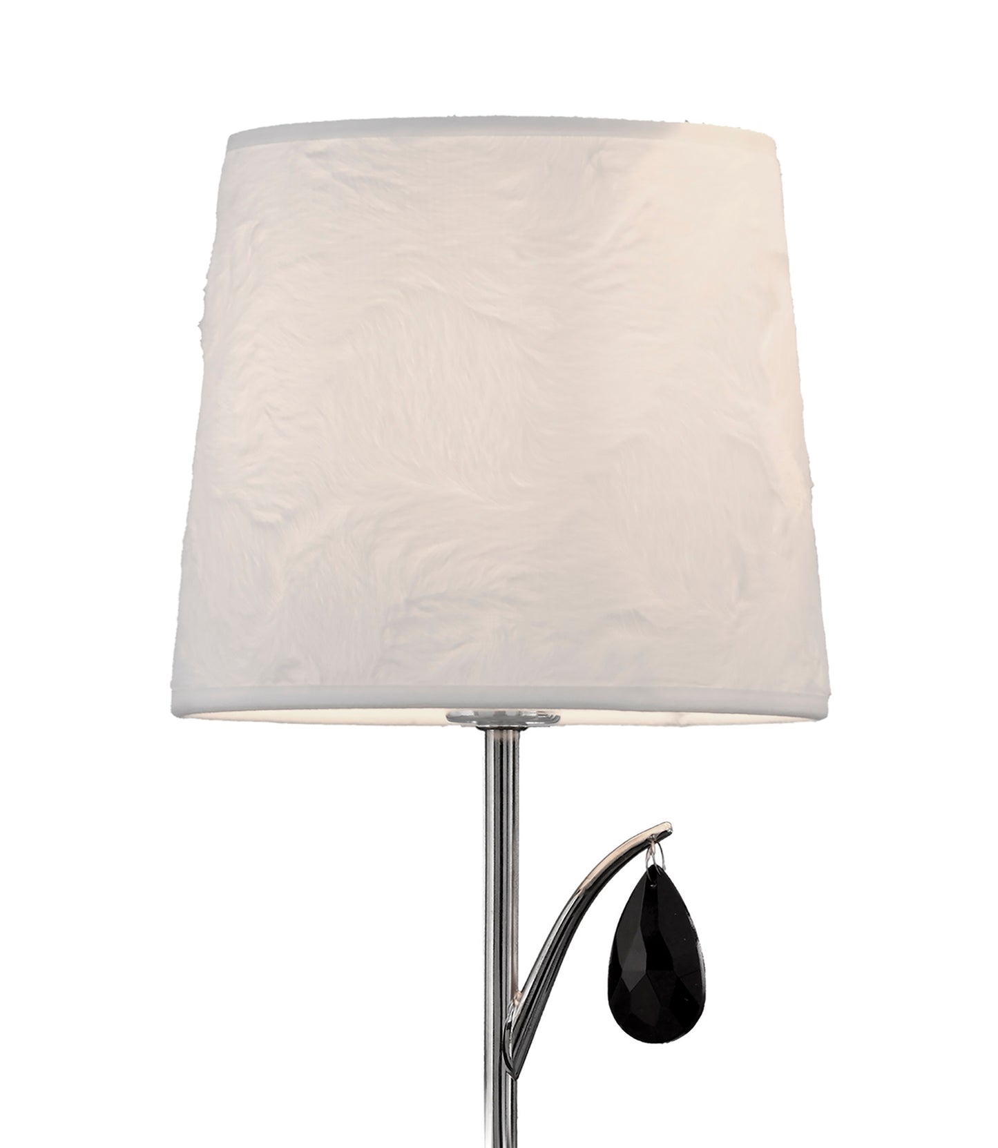 Andrea Wall Light, 1 x E14 (Max 20W), Polished Chrome, White Shades, Black Crystal Droplets by Mantra