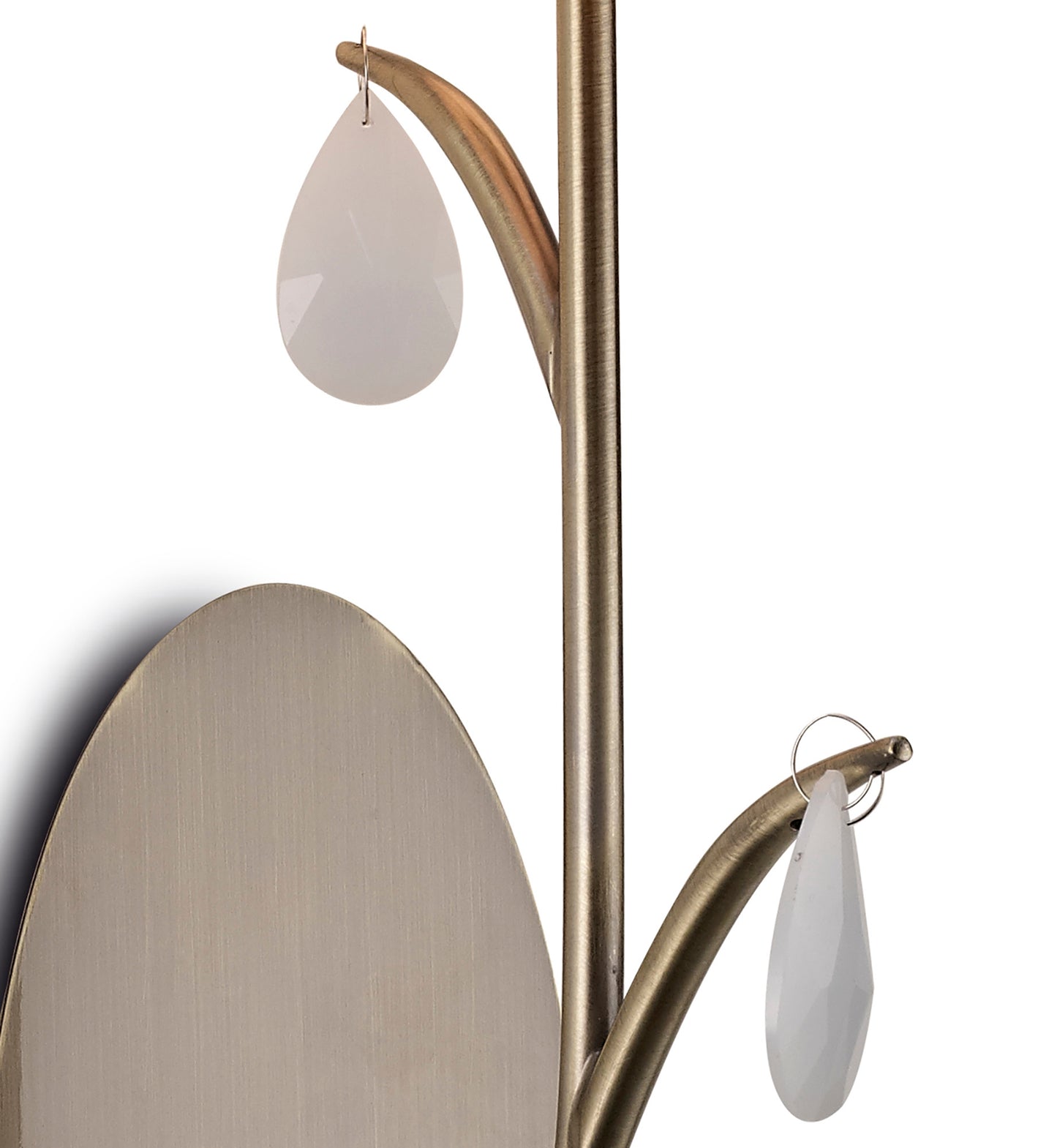 Andrea Wall Light, 1 x E14 (Max 20W), Antique Brass, White Shades, White Crystal Droplets by Mantra