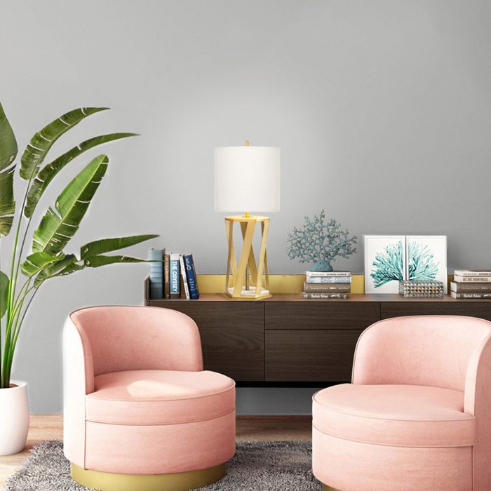 Apollo 1 Light Table Lamp with White Shade - Brushed Brass