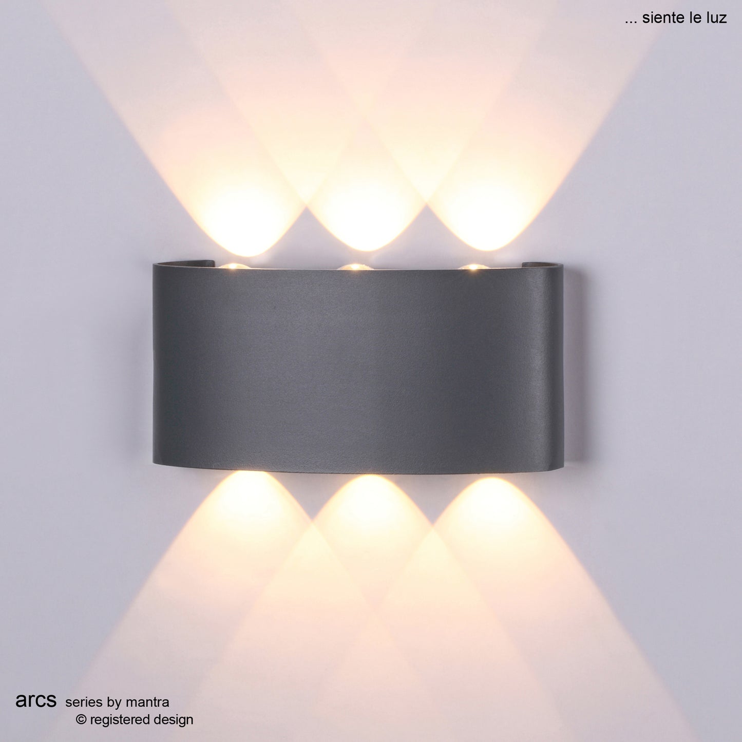 Arcs Wall Lamp, 6W LED, 3000K, 450lm, IP54, Anthracite, 3yrs Warranty by Mantra