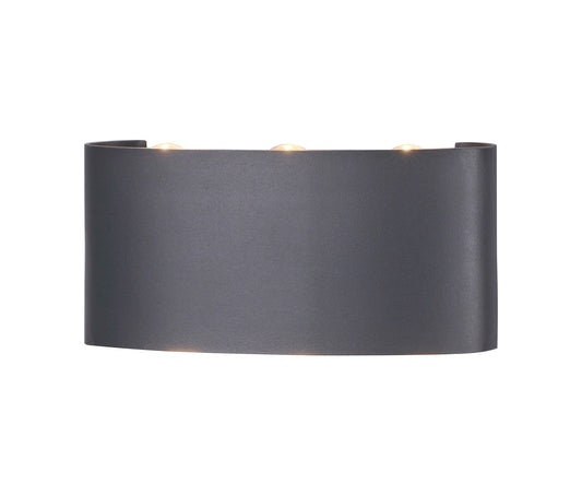 Arcs Wall Lamp, 6W LED, 3000K, 450lm, IP54, Anthracite, 3yrs Warranty by Mantra