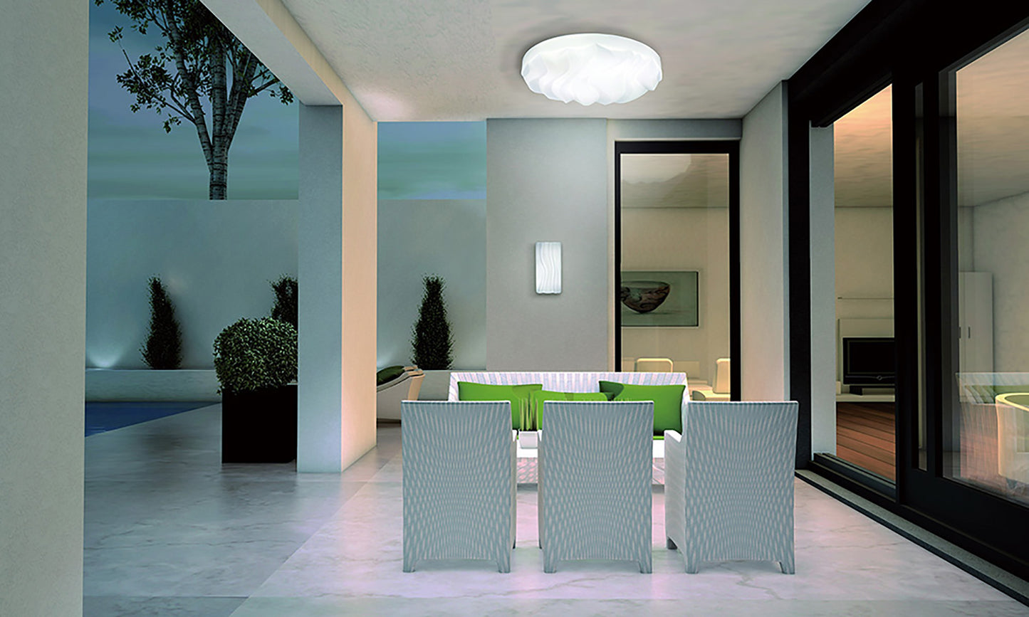 Arena Flush Ceiling/Wall Light Large Round 45W LED IP44 3000K,4050lm,Matt White/White Acrylic,3yrs Warranty by Mantra