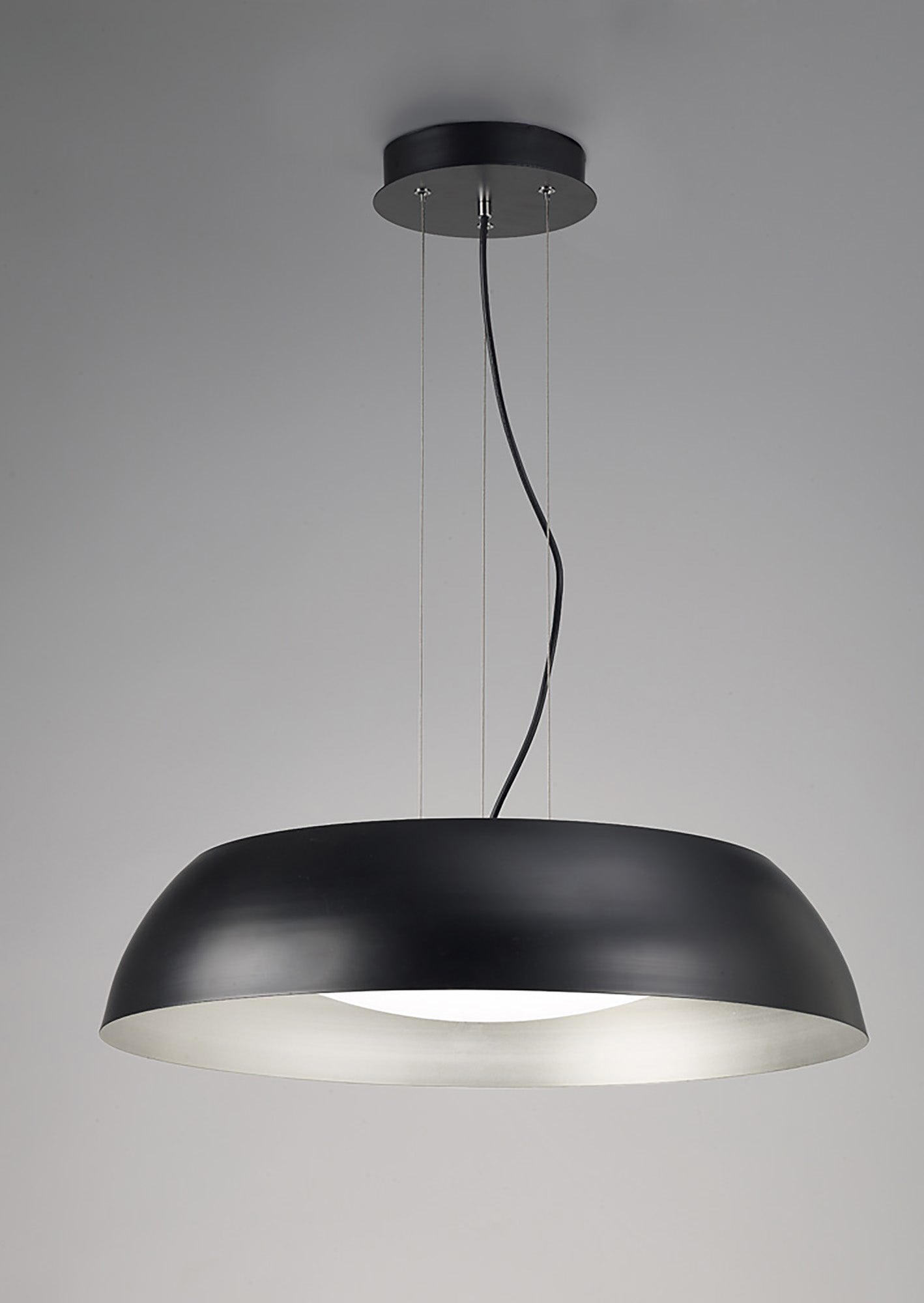 Argenta Pendant Large 30W LED 3000K, 3000lm, Matt Black/Silver/White Acrylic, 3yrs Warranty by Mantra