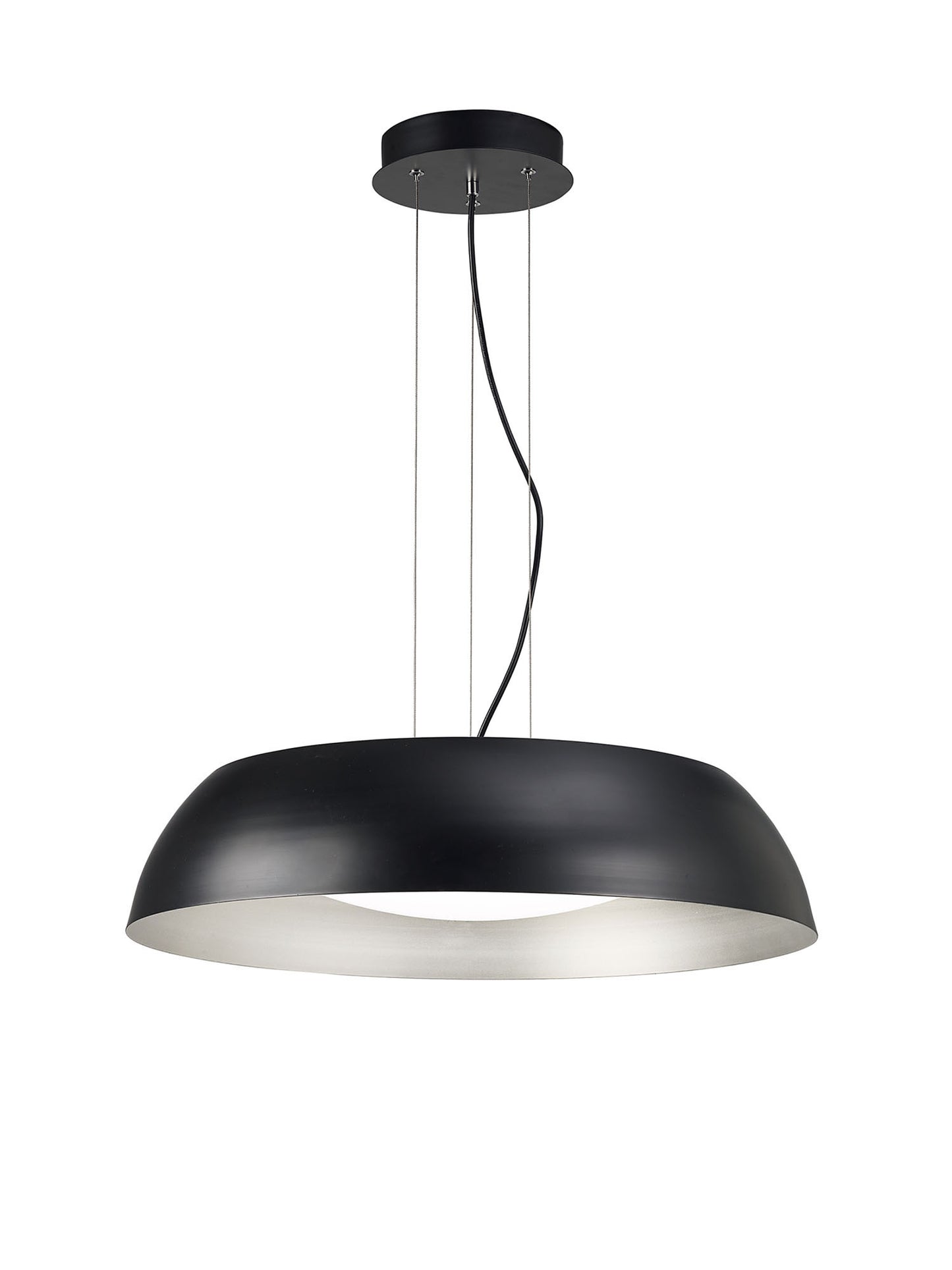 Argenta Pendant Large 30W LED 3000K, 3000lm, Matt Black/Silver/White Acrylic, 3yrs Warranty by Mantra