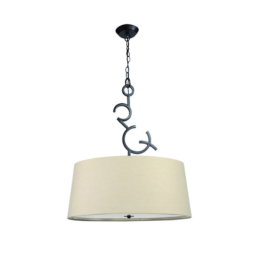 Argi Pendant 3 Light E27 Round With Taupe Shades Brown Oxide by Mantra