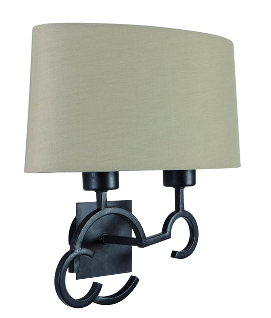 Argi Wall Lamp 2 Light E27 With Taupe Shade Brown Oxide by Mantra