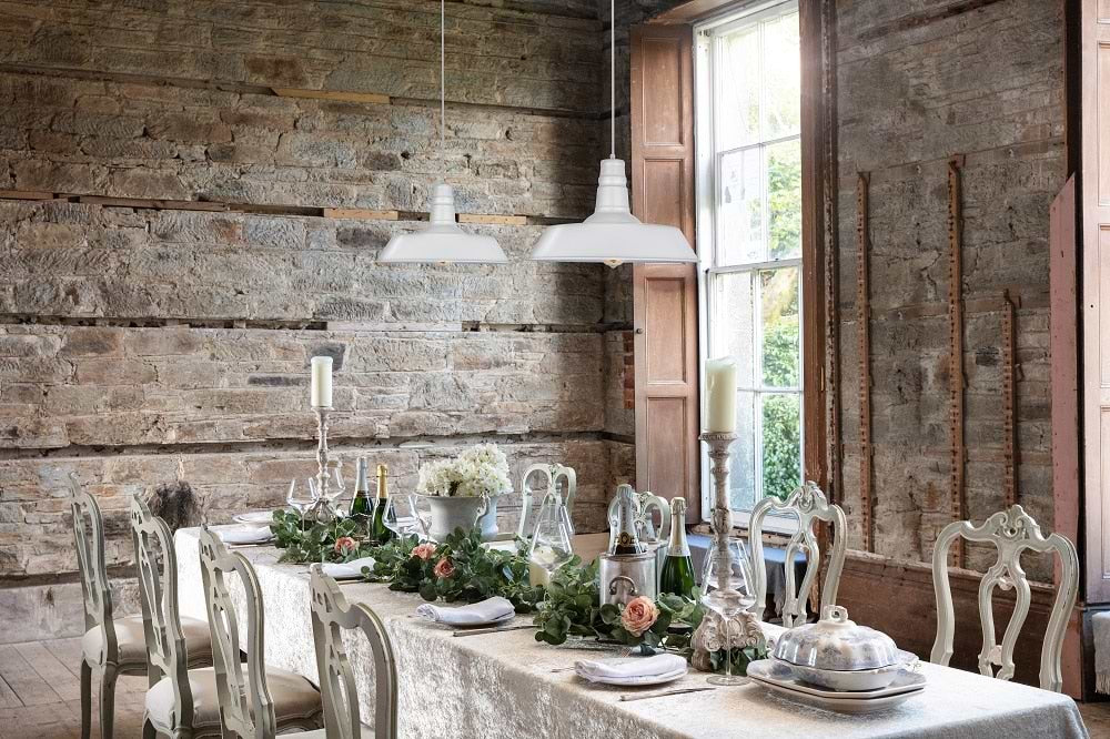 Argyll Industrial Pendant Light in Clay White