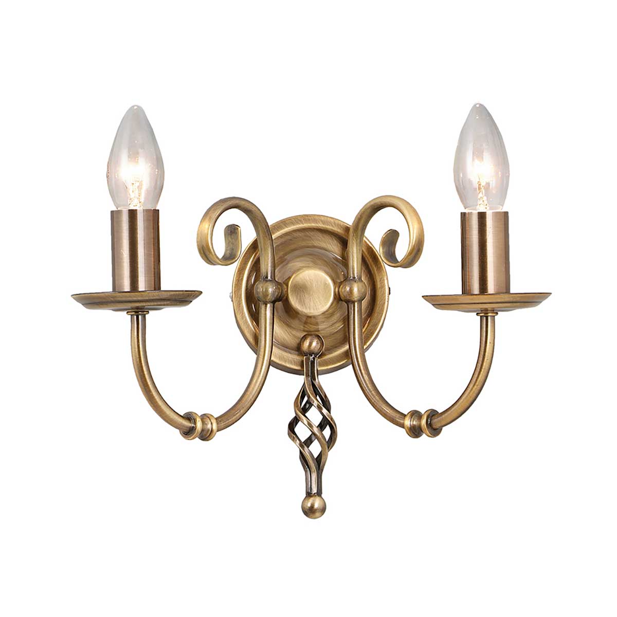 Artisan 2 Light Wall Light – Aged Brass