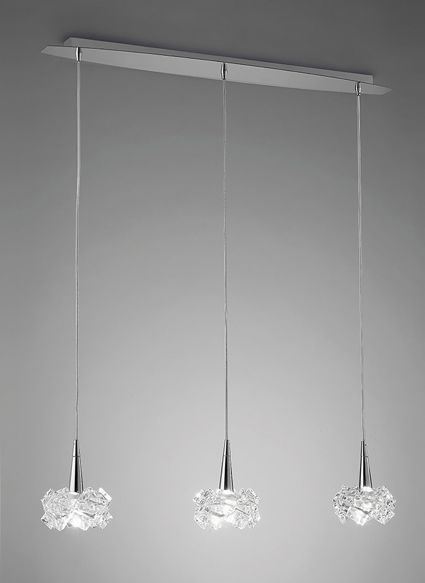 Artic Linear Pendant 3 Light G9 Line Small, Polished Chrome by Mantra