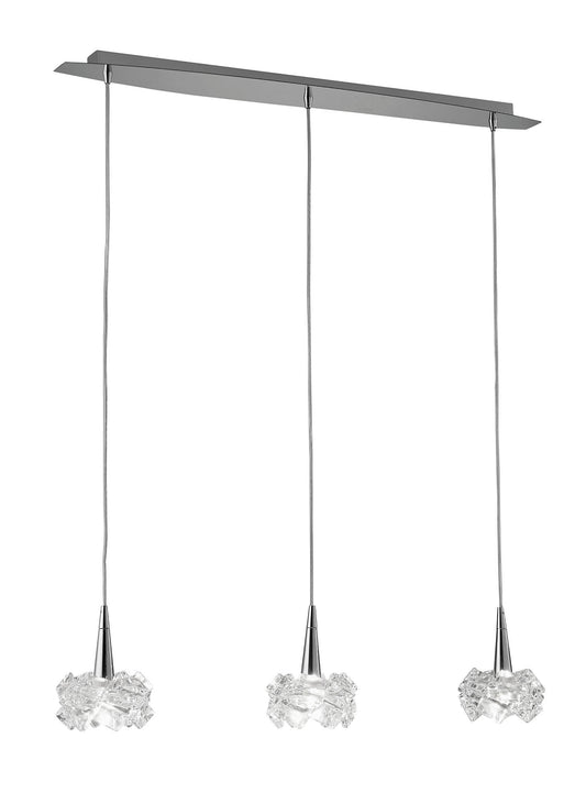 Artic Linear Pendant 3 Light G9 Line Small, Polished Chrome by Mantra