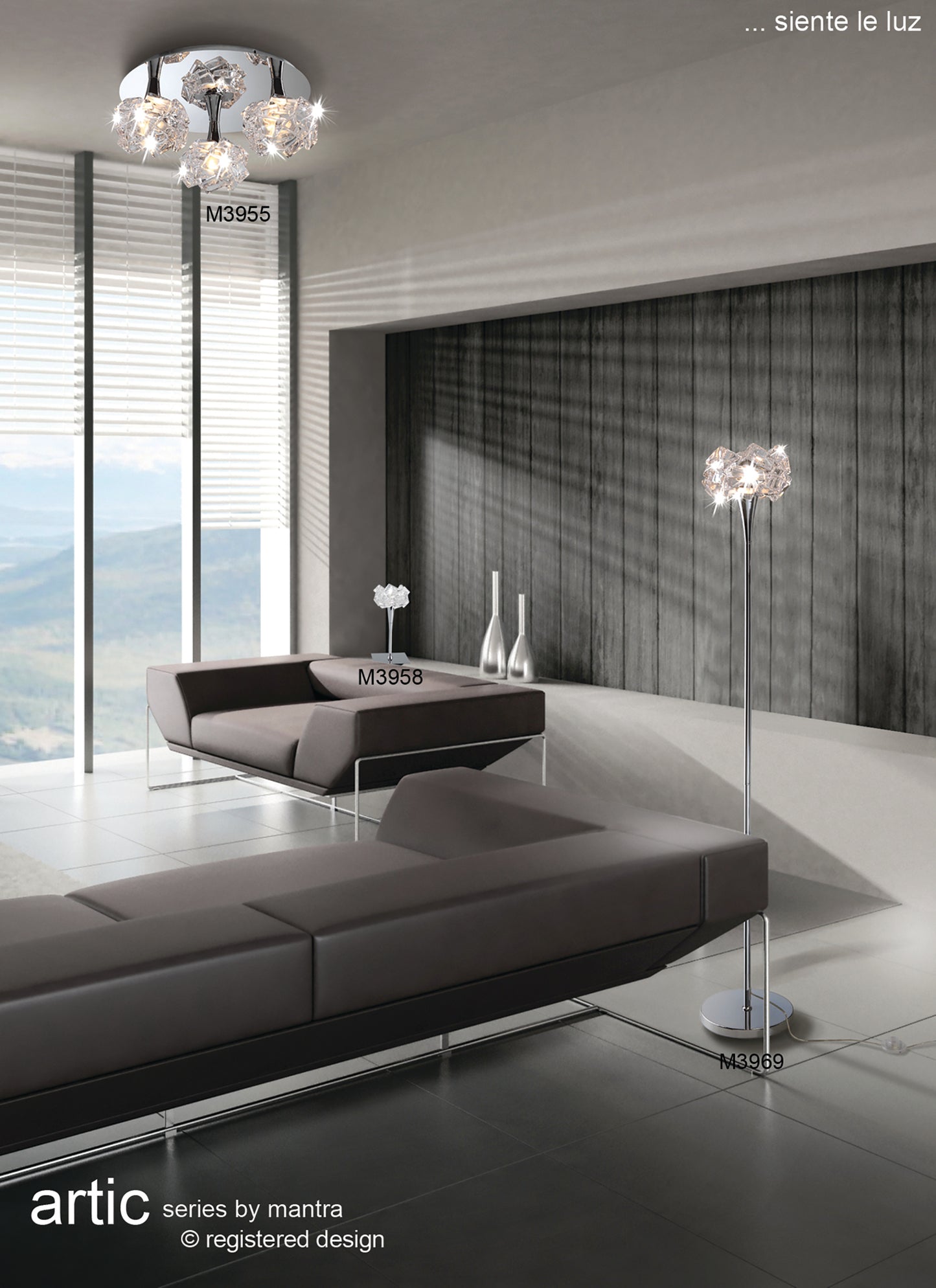 Artic Floor Lamp 1 Light E27, Polished Chrome by Mantra