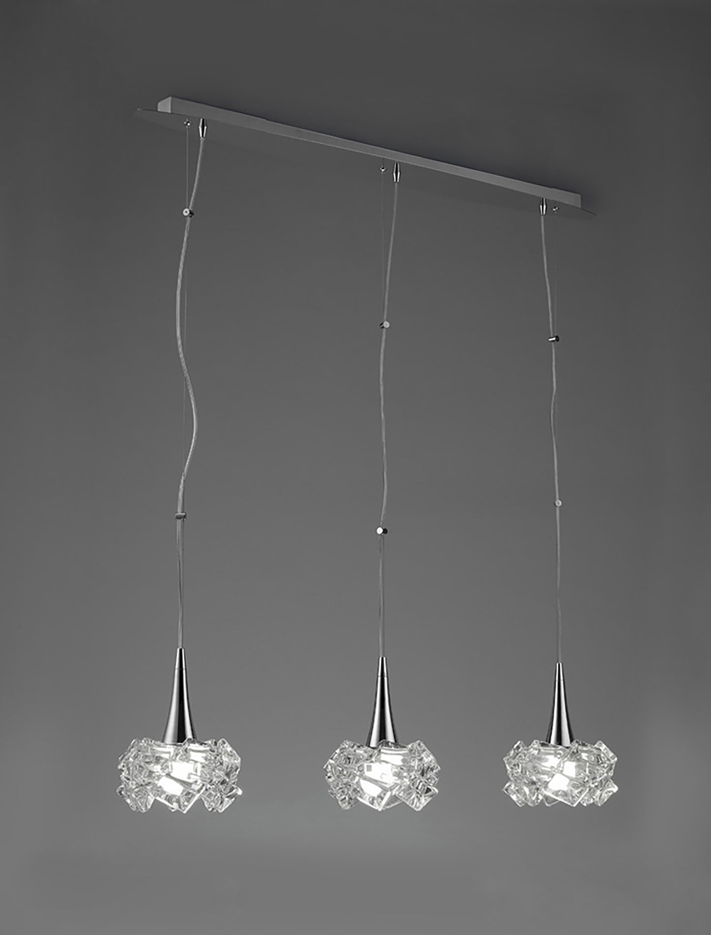 Artic Linear Pendant 3 Light E27 Line Large, Polished Chrome by Mantra