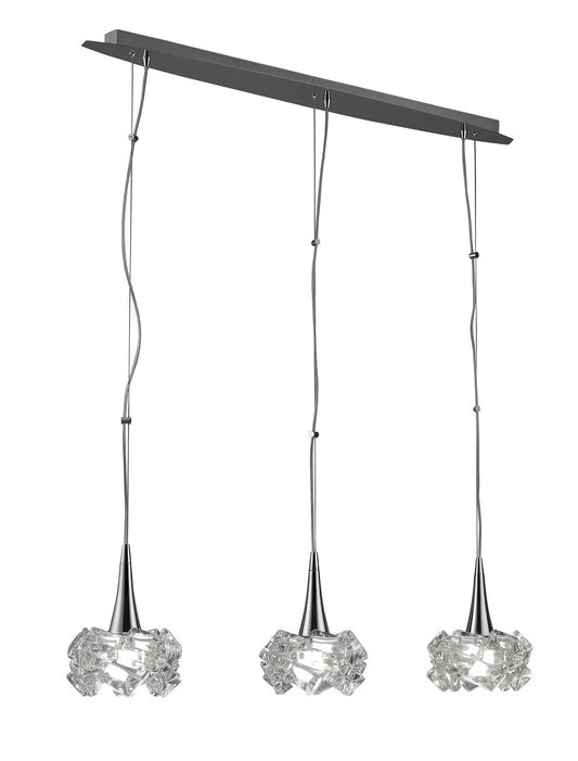 Artic Linear Pendant 3 Light E27 Line Large, Polished Chrome by Mantra