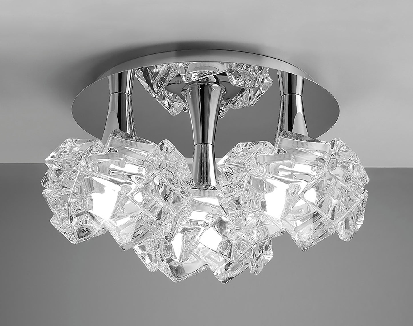 Artic Flush Ceiling 3 Light E27 Round Large, Polished Chrome by Mantra