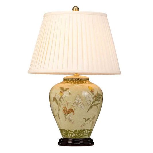 Arum 1 Light Table Lamp with Cream Shade - Aged Brass