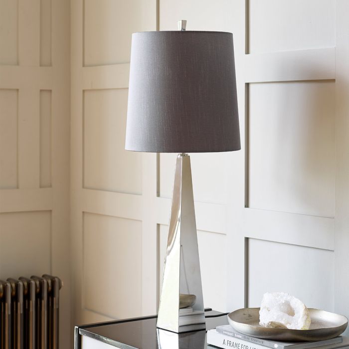 Ascent 1 Light Table Lamp with Dark Grey Shade - Polished Nickel