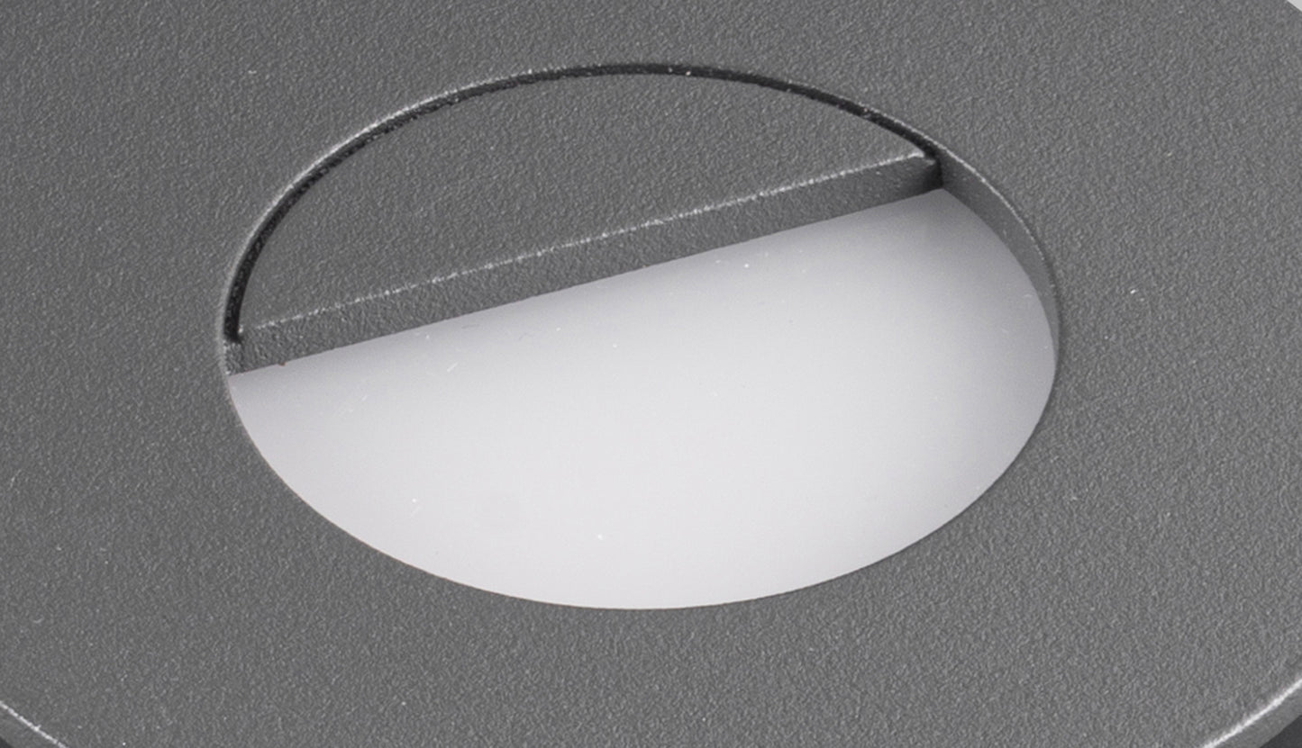 Aspen Recessed Wall Lamp Round Eyelid, 3W LED, 3000K, 210lm, IP65, Anthracite, Cut Out: 72mm, Driver Included, 3yrs Warranty by Mantra