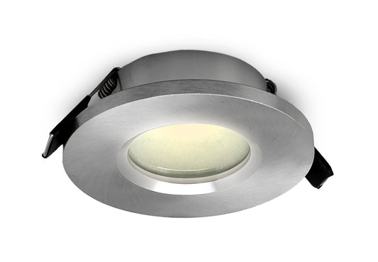 Atlantis Recessed Downlight 8.3cm Round, GU10 (Max 50W), Brushed Aluminium, Cutout 58mm, Cut Out: 58mm, Lampholder Included by Mantra