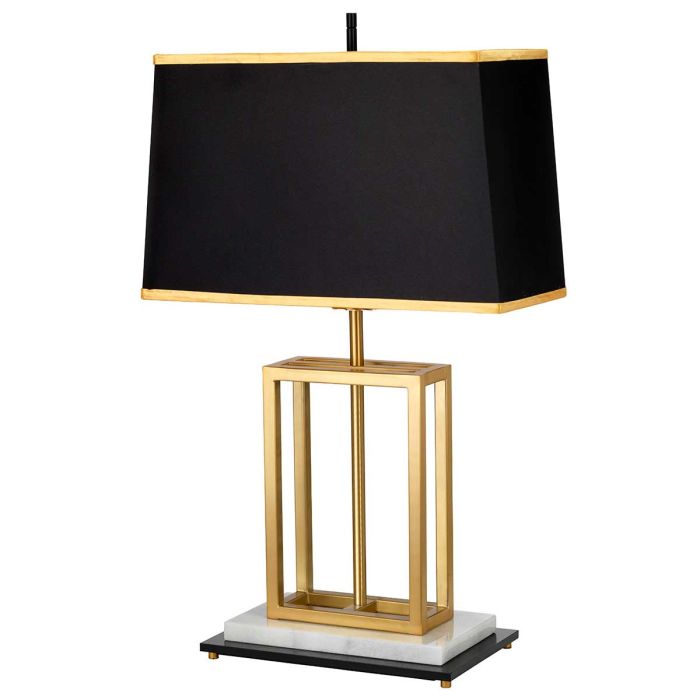 Atlas 1 Light Table Lamp with Black Shade - Brushed Brass