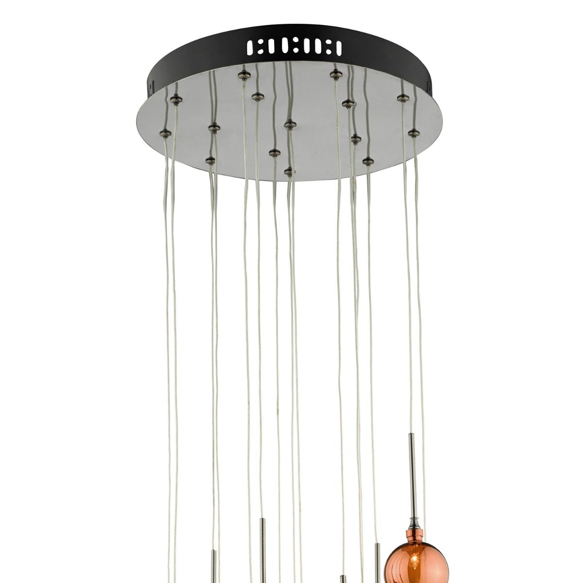 Aurelia 15lt Cluster Pendant Black Chrome & Copper/Bronze Glass